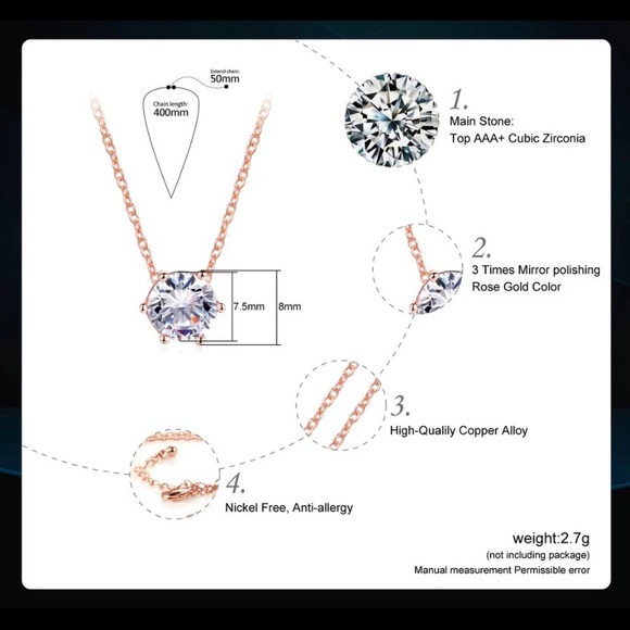 18k silver color solitaire necklace - Picture 4 of 4